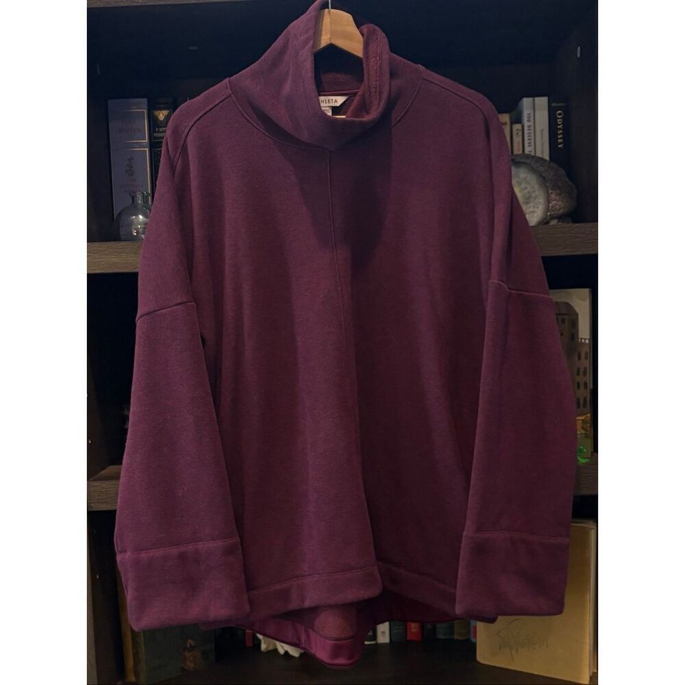 Athleta Cozy Karma Funnel Neck Sweatshirt Maroon Wine Size Small